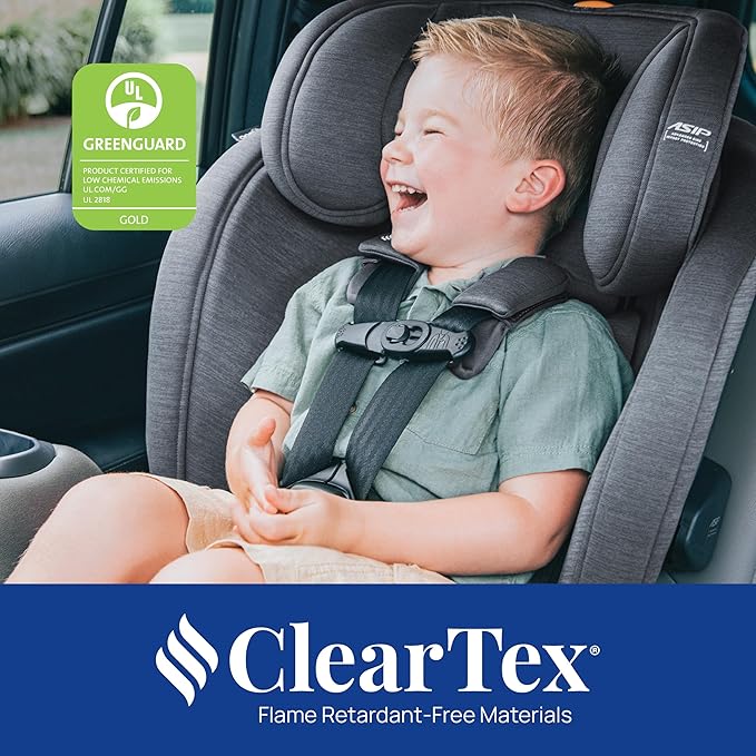 Chicco OneFit Max ClearTex All-in-One Car Seat with LeverLock Installation, Slim Design, Convertible Car Seat, Seat for Infants and Children 5-100 lbs | Energy/Black