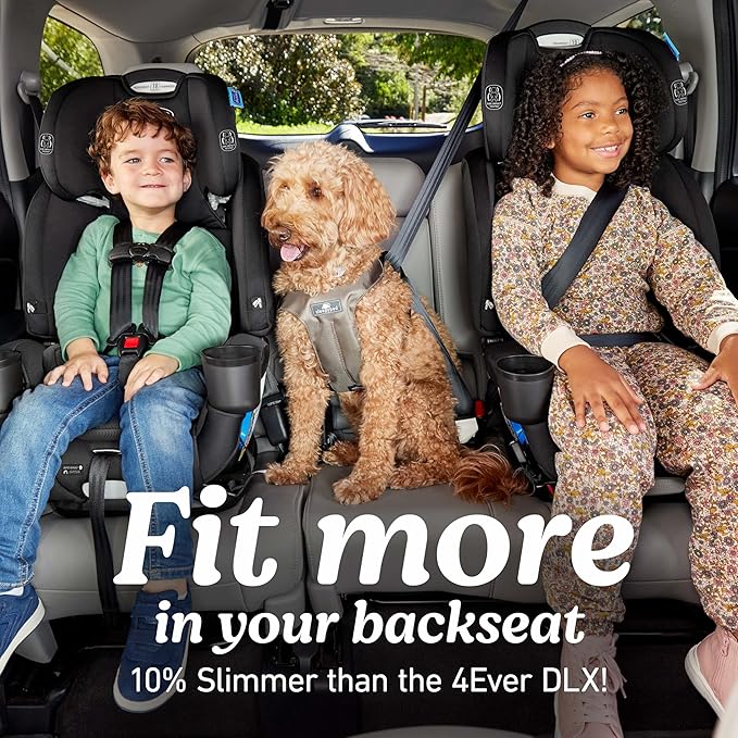 Graco 4Ever DLX Slim 4-in-1 Infant to Toddler Car Seat, Rear Facing, Forward Facing, to High Back Booster & Backless Booster, Slim Car Seat Saves Space & Grows with Child, Thompson