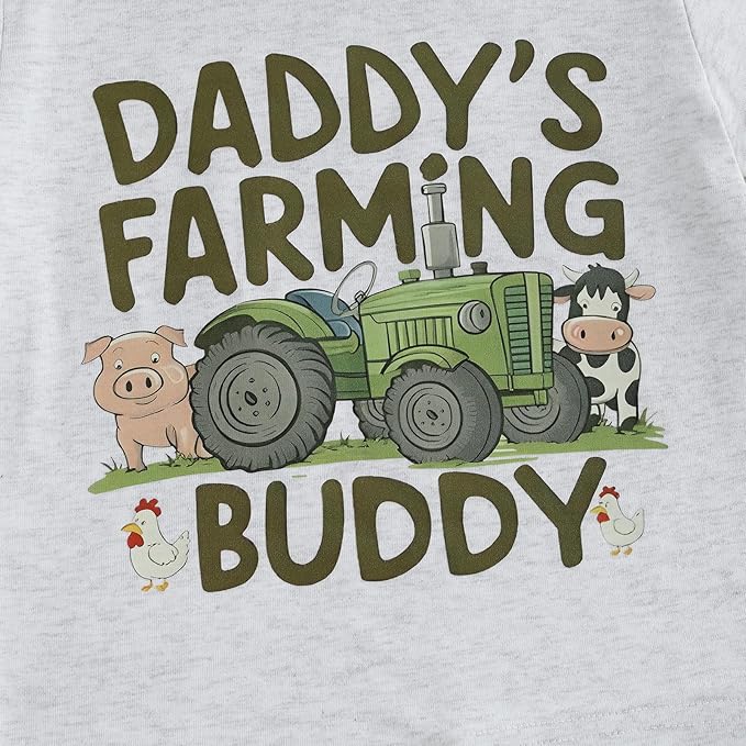 Toddler Baby Boy Clothes Summer Short Sleeve Trucks Tractors Print T-Shirt Tops Solid Color Shorts Set Casual Outfit