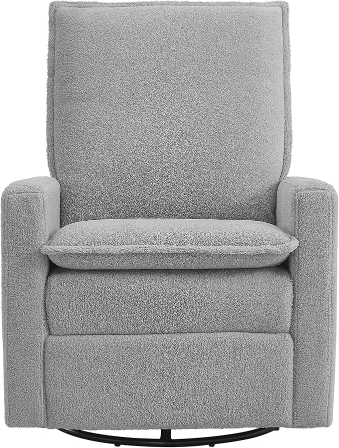 Oxford Baby Uptown Upholstered Swivel Glider and Recliner Nursery Chair,Boucle, Koala Gray