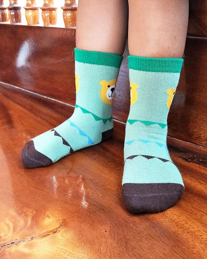 RATIVE Non Skid Anti Slip Crew Socks With Grips for Baby Infant Toddlers Kids Boys