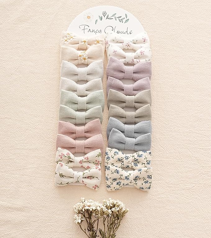 Baby Hair Clips with Bows for Girls,20pc Handmade Fully Lined Hair Barrettes,Hair Accessories for All Age Girls Toddlers Infants kids Gifts