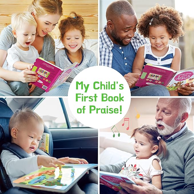 Sing Along with Jesus Christian Sound Books for Kids - 6 Bible Songs - Baptism, Christening, Dedication Gifts for Boys and Girls - Religious Toys, Music Books for Toddlers 1-3