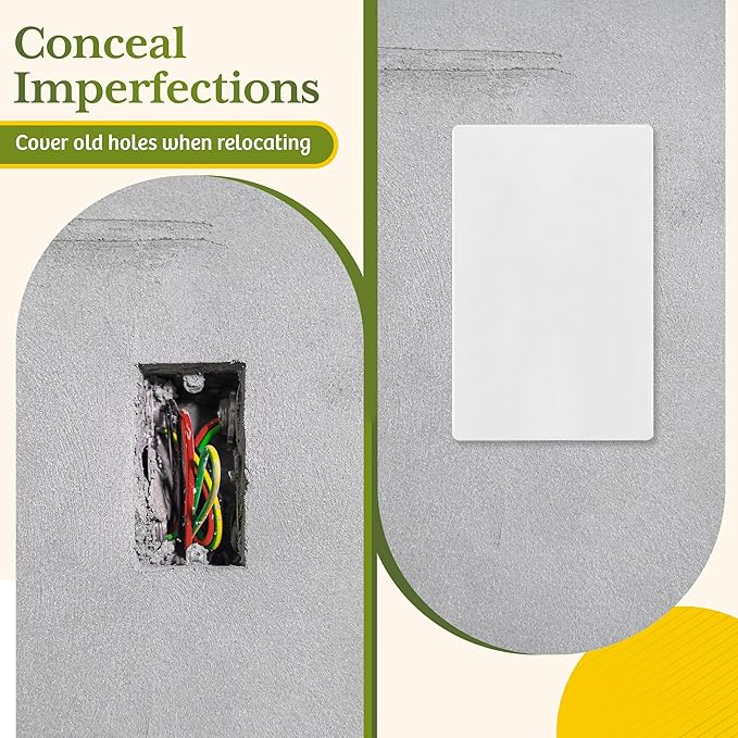 TG Screwless Blank Wall Plate, Child Safe Blank Device Outlet Cover, Standard Size, 1-Gang 4.68" x 2.93", Polycarbonate Thermoplastic, UL Listed, SP-B1-W, Glossy, White, 5 Pack