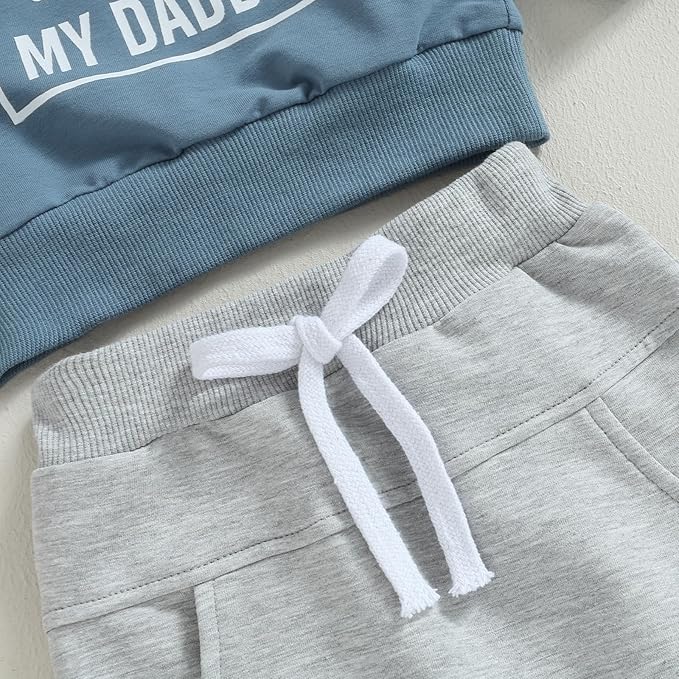 Baby Boy Fall Clothes Set Long Sleeve Letter Print Sweatshirt Pants Toddler Infant Outfits 6 12 18 24 Months 2T