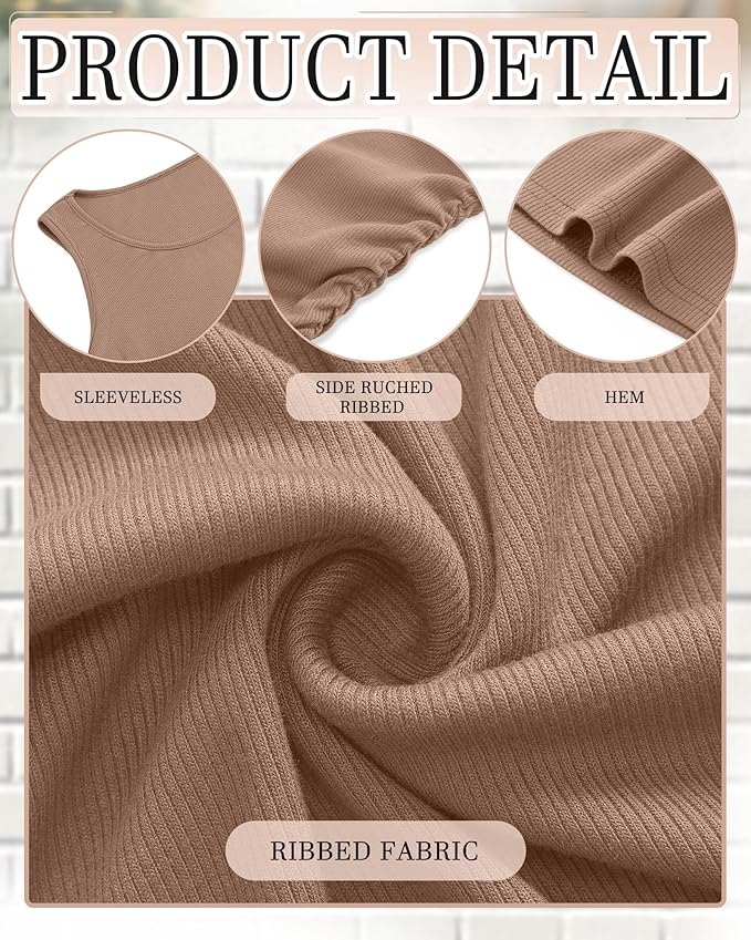 Riyiper 3 Pack Women's Maternity Tank Tops, Sleeveless Cotton Pregnancy Shirts Ribbed Knit Sides Ruched Basic Mama Clothes