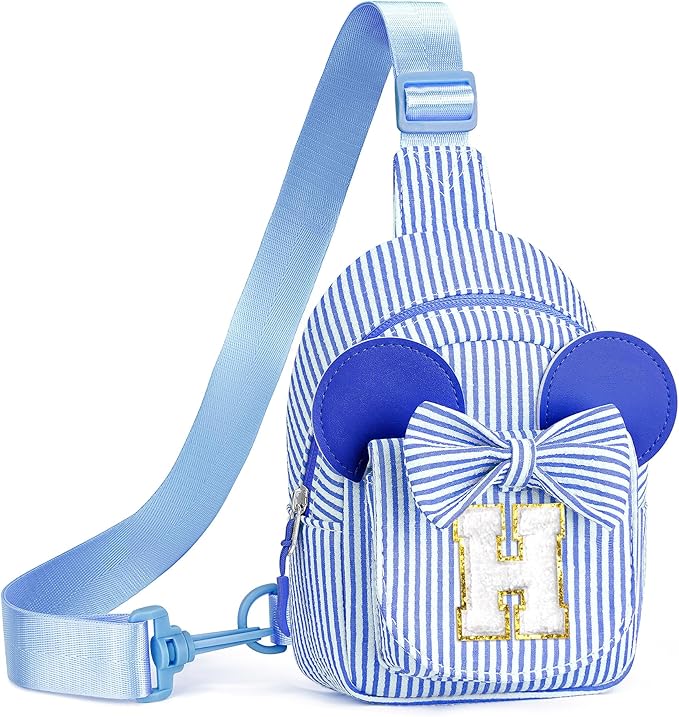 Birthday Gifts for Girls, 3 4 5 6 7 8 9 10 Year Old Girl Birthday Gift Blue Small Initial Crossbody Bag Fanny Pack for Kids Personalized Gifts for Daughter Sister (Blue H)