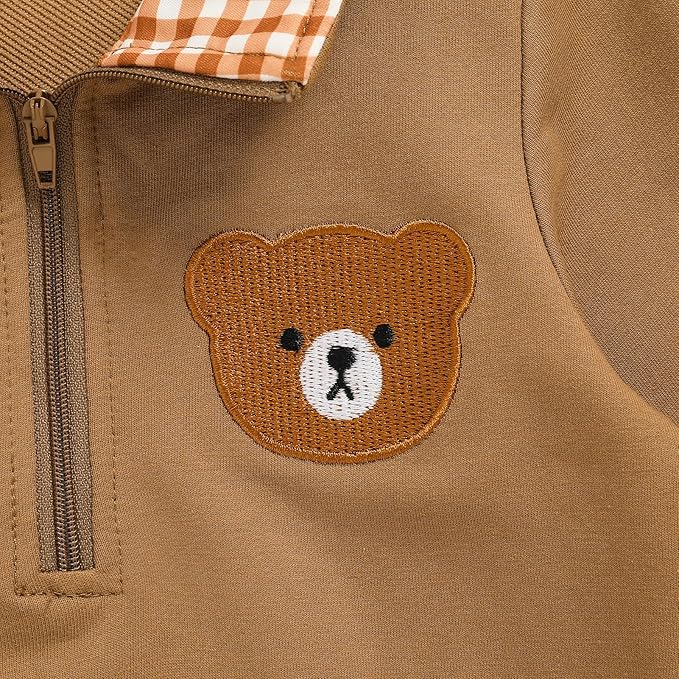Toddler Boy Quarter Zip Collared Pullover Long Sleeve Fall Winter Baby Boy Clothes Outfit 12M-4T