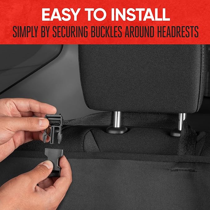 Motor Trend SpillGuard Neoprene Rear Seat Protector - Waterproof Bench Cover for Cars With Gray Stitching, Padding for Kids & Dogs
