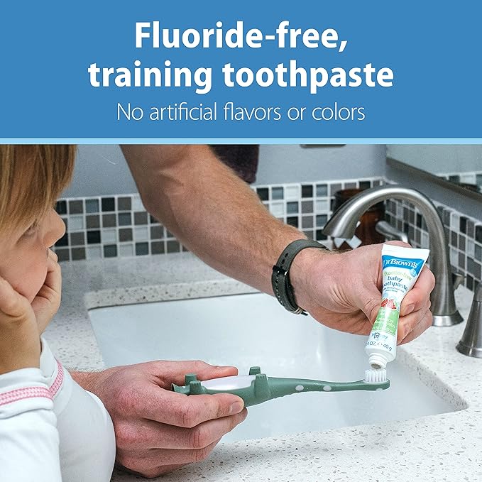 Dr. Brown's ToothScrubber Toddler Toothbrush Set, Monster with Strawberry Flavor Toothpaste