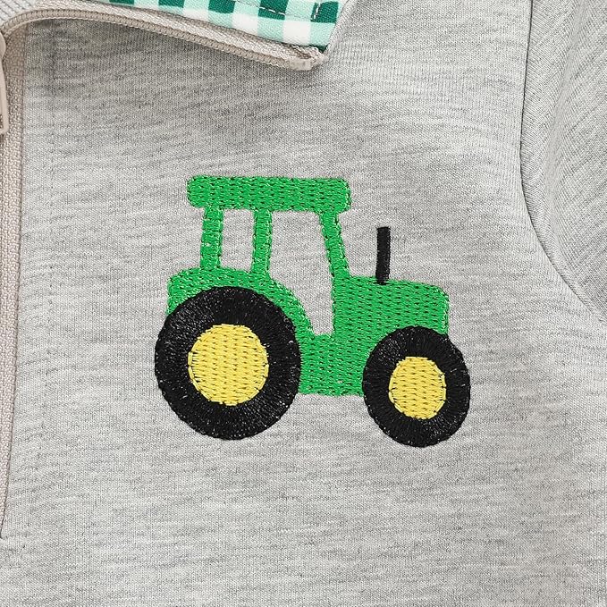 Toddler Boy Quarter Zip Collared Pullover Long Sleeve Fall Winter Baby Boy Clothes Outfit 12M-4T