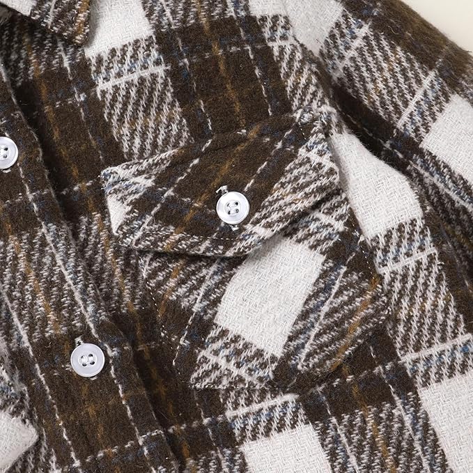 YOUNGER STAR Toddler Kids Boys Girls Flannel Hooded Plaid Shirt Button Baby Red Clothes