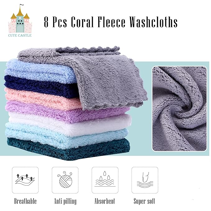 Cute Castle 2 Pack Hooded Baby Towel Rayon Made from Bamboo with 8 Washcloths - Soft Bath Towel for Bathtub for Babie, Newborn, Infant, Natural Baby Stuff Towel (Shark and Penguin)