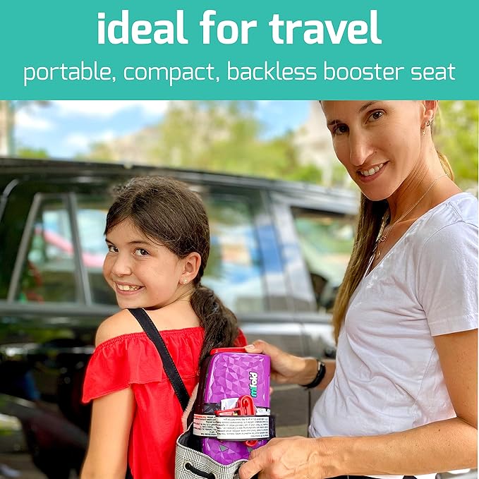 New Mifold Comfort Grab-and-go Car Backless Booster Seat-Compact and Portable for Every Day, Carpooling, Travel, Royal Purple