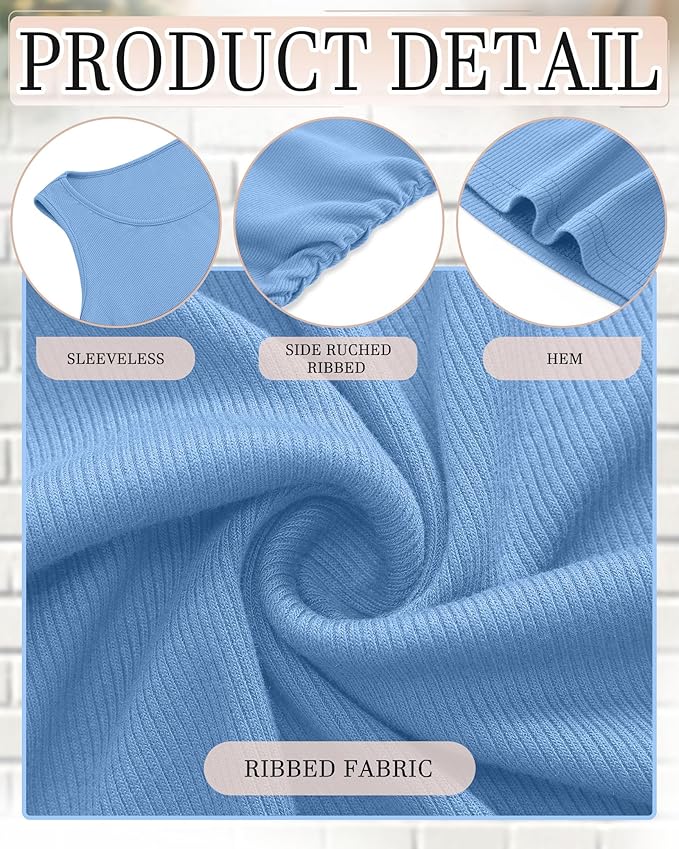 Riyiper 3 Pack Women's Maternity Tank Tops, Sleeveless Cotton Pregnancy Shirts Ribbed Knit Sides Ruched Basic Mama Clothes