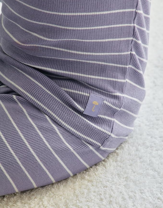 moimoln Stripe Pajamas Set 12M-8Y Ribbed Unisex Baby & Toddler, Soft Viscose, Snug-Fit, Everyday Sleepwear