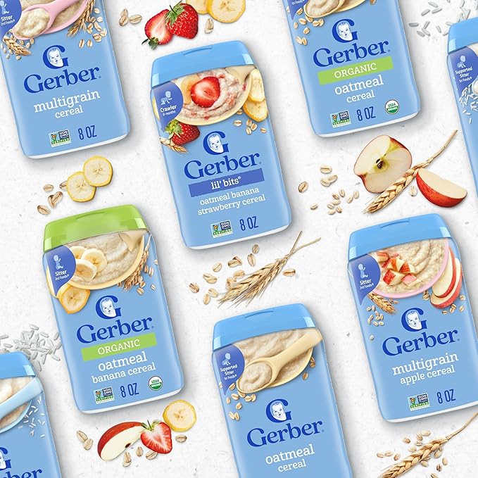 Gerber Toddler Food, Multigrain Banana Apple Strawberry Cereal, 8g Whole Grains, Iron, Zinc & Vitamin B12, Toddler Cereal, 12-Pack