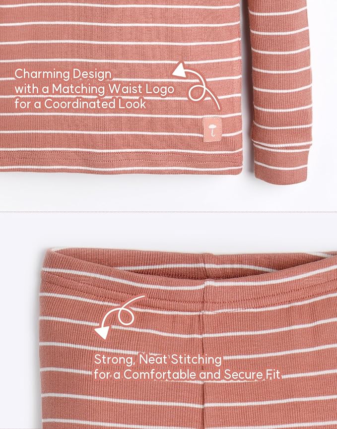 moimoln Stripe Pajamas Set 12M-8Y Ribbed Unisex Baby & Toddler, Soft Viscose, Snug-Fit, Everyday Sleepwear