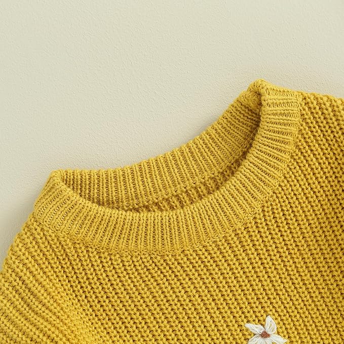 Mubineo Baby Girl Winter Clothes Cute Flower Sweater Crewneck Pullover Long Sleeve Knit Newborn Infant Sweaters