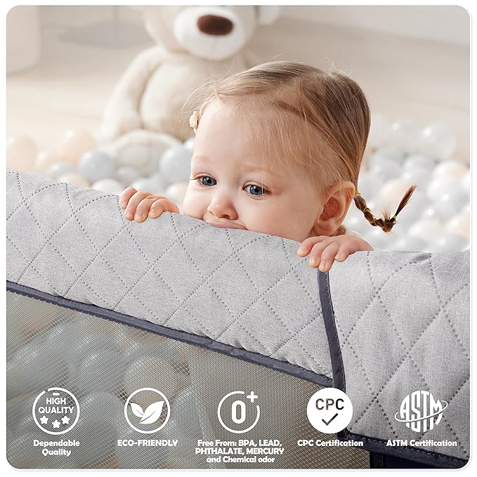 Sweeby Baby Playpen, 79x71 Inch Baby Gate Playpens for Babies and Toddlers, Extra Large Playpen with Door Play Yard for Fence Indoor and Outdoor Play Pen,Space Gray