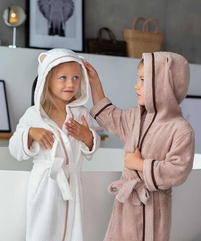 Premium Soft Toddler Bathrobe - Rayon from Bamboo Toddler Robe with Hood - Kids Boys & Girls Robe