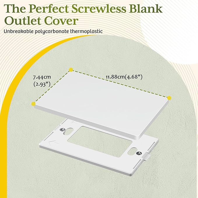 TG Screwless Blank Wall Plate, Child Safe Blank Device Outlet Cover, Standard Size, 1-Gang 4.68" x 2.93", Polycarbonate Thermoplastic, UL Listed, SP-B1-W, Glossy, White, 5 Pack