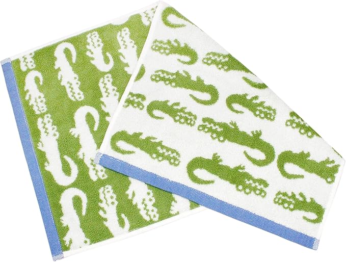 ORIGINAL KIDS Hand Towels - Bath Time in A While Crocodile Set of 6 Hand Towel - 100% Cotton Jacquard Super Soft Colorful Absorbent Quick Dry Easy Care Bathroom Face Towel Gift - 16 x 27 - Green Blue