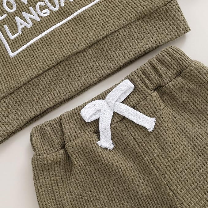Infant Baby Boy Fall Clothes Set Funny Letter Sweatshirt Pant Outfit Toddler Winter Clothes 6 12 18 Months 2T 3T