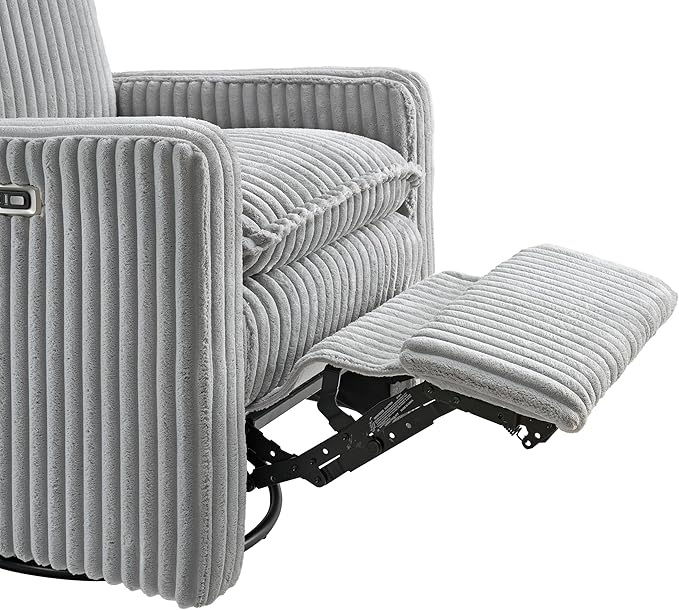 Oxford Baby Uptown Power Recliner/Glider, Corduroy, Ash Gray