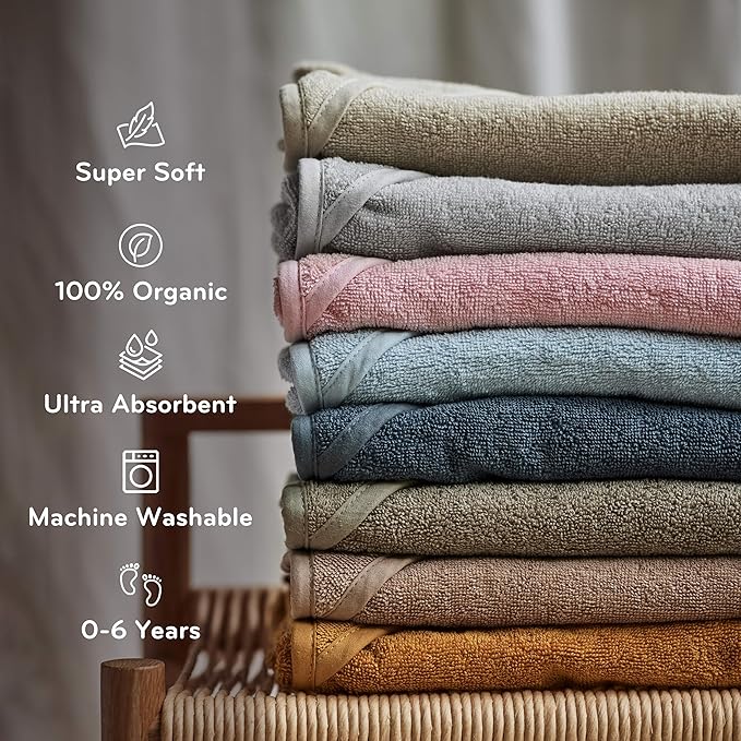 Baby Hooded Towel – Organic Cotton Baby Bath Towels – Baby Towels, Baby Bath Towels for Baby Boy, Baby Girl, 32" x 32" Super-Soft and Absorbent Baby Towels for Newborn (Bear - Autumn Yellow)