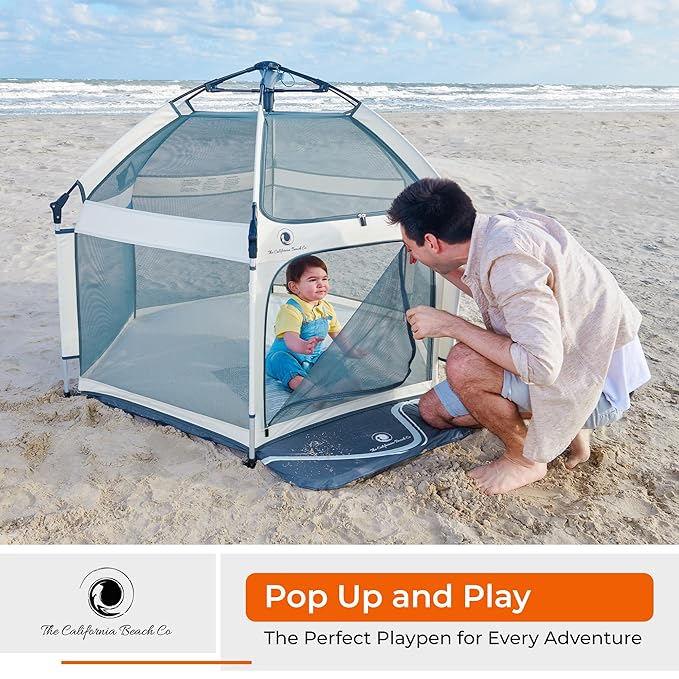 POP 'N GO PLAYPEN - Indoor & Outdoor Baby Playpen for Babies and Toddlers - Baby Beach Tent, Foldable, Portable W/Canopy, Travel Bag, & Mosquito Net - Pop Up Pack and Play Tent (Lavender)