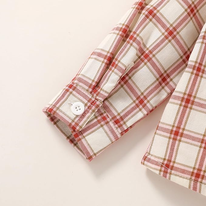 YOUNGER STAR Toddler Kids Boys Girls Flannel Hooded Plaid Shirt Button Baby Red Clothes