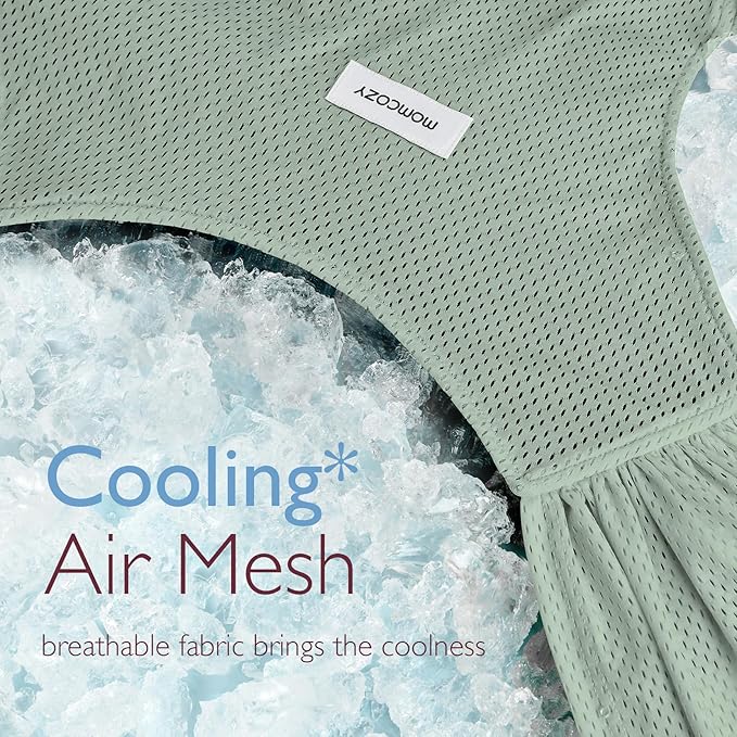 Momcozy Adjustable Buckle Baby Wrap Carrier Cooling Air-Mesh, Easy to Wear Baby Carrier Sling, Baby Carriers Newborn to Toddler 8-35lbs, Suit for Waist 30-47inch, Regular Grey Green