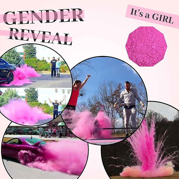 Color Blaze Baby Gender Reveal Color Powder Packets - 75 g Each - 10 Packs of Pink Colored Powder for Girl - For Car & Motorcycle Burnout, Exhaust, Color Toss, Photoshoot, Party & Festival - Pink