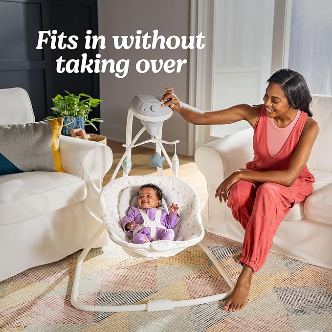 Graco Simple Sway Portable Baby Swing for Infants, Newborn Swing with 15 Songs and Sounds, Great Gift for New Parents, Baby Registry Must Have