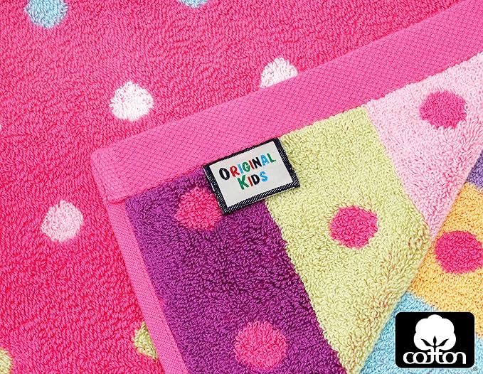 ORIGINAL KIDS Wash Cloth - Bath Time Sugar and Spice Set of 12 Washcloths - 100% Cotton Jacquard Super Soft Colorful Absorbent Quick Dry Easy Care Face Towel Face Cloth Gift - 12x12 - Pink Multicolor