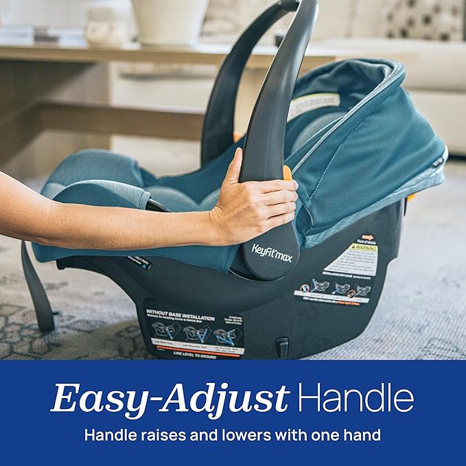 Chicco KeyFit Max Zip ClearLux Infant Car Seat and Base, Rear-Facing Seat for Infants 4-30 lbs., Zip-Open Privacy Shield, Compatible with Chicco Strollers, Baby Travel Gear | Midori/Blue