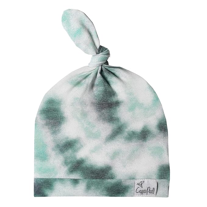 Copper Pearl Baby Beanie Hat Top Knot Stretchy Soft Bahama