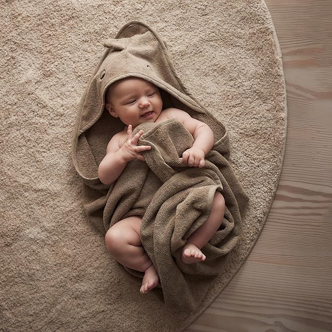 Baby Hooded Towel – Organic Cotton Baby Bath Towels – Baby Towels, Baby Bath Towels for Baby Boy, Baby Girl, 32" x 32" Super-Soft and Absorbent Baby Towels for Newborn (Dino - Green Moss)