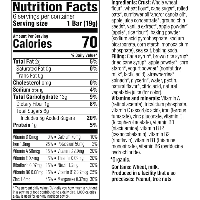 Plum Organics Mighty Snack Bars - Strawberry - 0.67 oz Bars (Pack of 48) - Organic Fruit and Vegetable Toddler Food Snack Bars