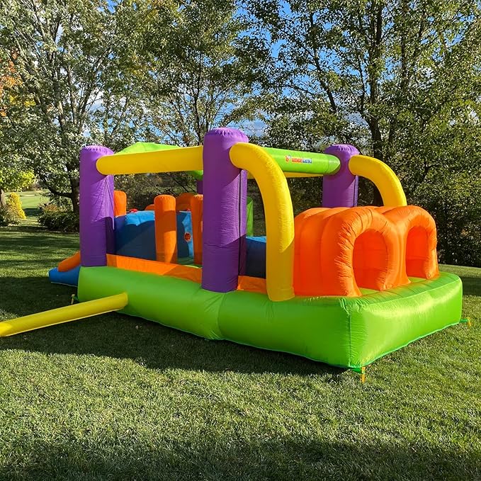 Bounceland Pro Racer Obstacle Bounce House with Dual Slides [Blower NOT Included], Bounce, Climb, Slide All in One, 19 ft x 9 ft x 7 ft H, Great for Big Party, Fun Racing Game for Teams