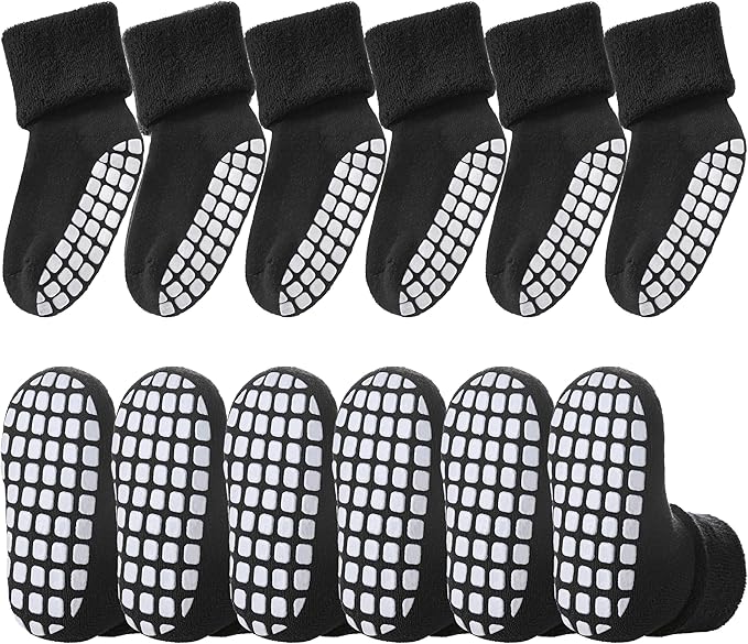 LANLEO Baby Girls Boys Non Slip Socks with Grips Toddler Kids Unisex Warm Thick Cotton Ankle Crew Socks with Grippers