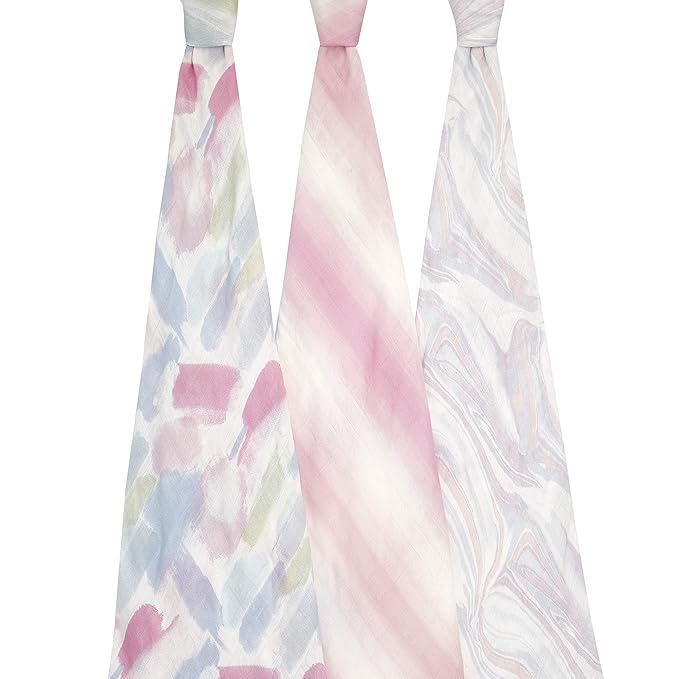 aden + anais Silky Soft Swaddle Blanket, Boutique Muslin Blankets for Girls & Boys, Baby Receiving Swaddles, Ideal Newborn & Infant Swaddling Set, Perfect Shower Gifts, 3 Pack, Florentine