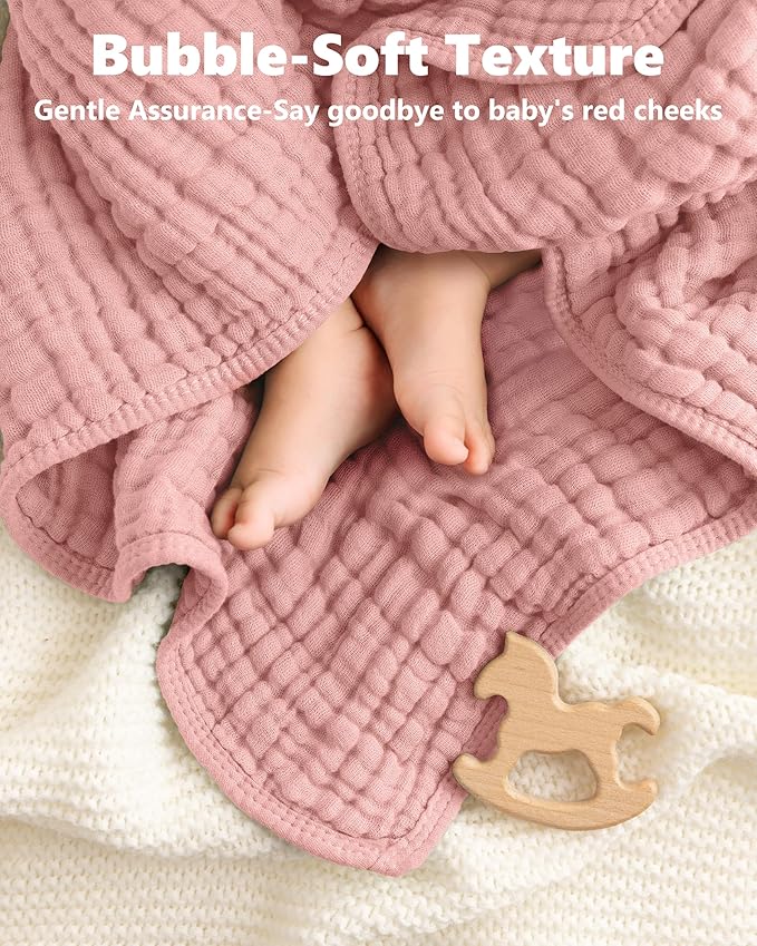 Baby Girl Bath Towels, 100% Muslin Cotton Hooded Baby Towels for Newborn, 2 Pack Baby Towels with Hood for Infant Toddler and Kids, Large 32x32Inch Essentials, Soft and Absorbent Pink Flower