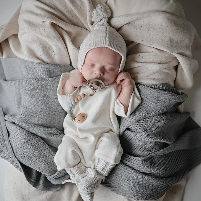 FRIGG Rope Natural Rubber Baby Pacifier | Made in Denmark | BPA-Free (Olive/Sage, 6-18 Months)
