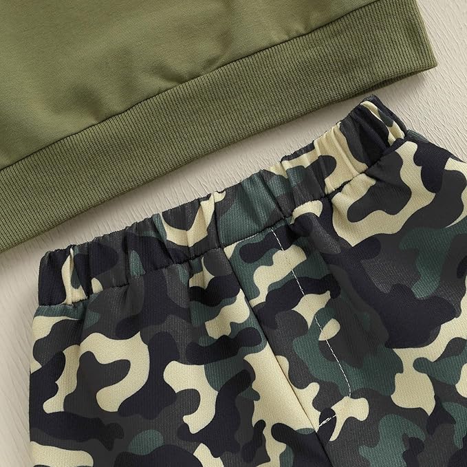 wdehow Toddler Kids Baby Boy Fall Outfits 1T 2T 3T 4T 5T Letter Print Long Sleeve Tops Camouflage Pants Winter Clothes Sets