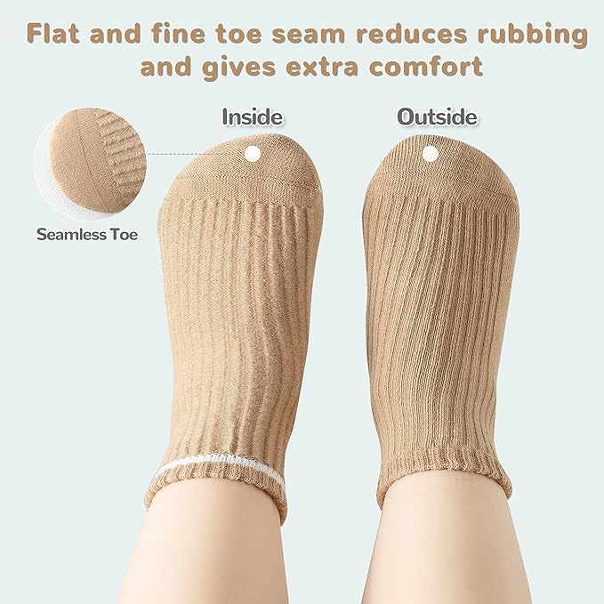 Toddler Grip Socks Non Slip Crew Socks Cute Seamless Cotton Socks for Baby Boys Girls Infants Kids 9 Pairs