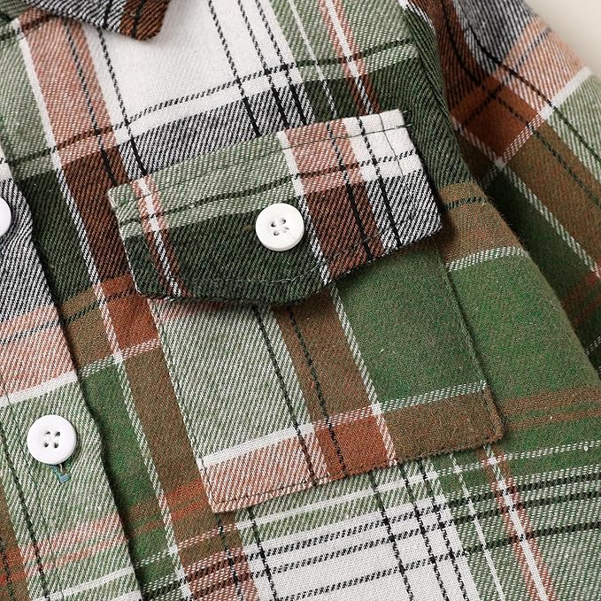 YOUNGER STAR Toddler Kids Boys Girls Flannel Hooded Plaid Shirt Button Baby Red Clothes