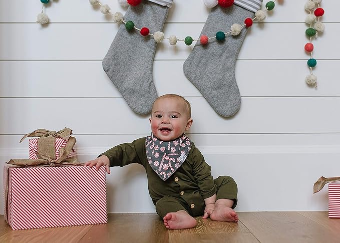 Copper Pearl Baby Bandana Drool Bibs for Drooling and Teething 4 Pack Gift Set Jolly, Soft Set of Cloth Bandana Bibs for Any Baby Girl or Boy, Cute Registry Ideas for Baby Shower Gifts