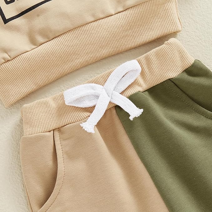 Baby Boy Fall Clothes Set Long Sleeve Letter Print Sweatshirt Pants Toddler Infant Outfits 6 12 18 24 Months 2T